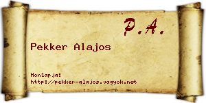 Pekker Alajos névjegykártya